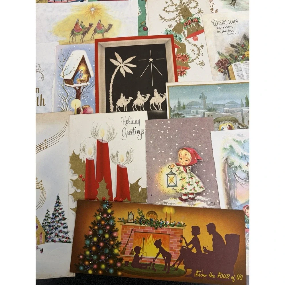 Vintage Retro Christmas Cards Fronts ONLY 1950s 1960s Scrapbooking Crafts 50+